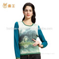 Digital Printed Cashmere Pullover, Ladies Landscape Cashmere Pullover Sweater